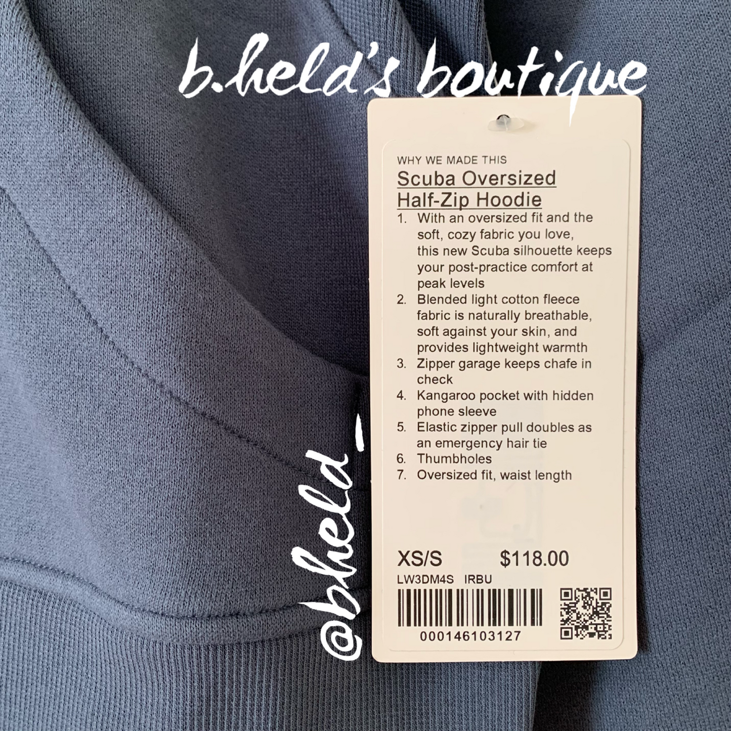 lululemon Scuba Oversized Half-Zip Hoodie in Iron Blue, Size XS/S