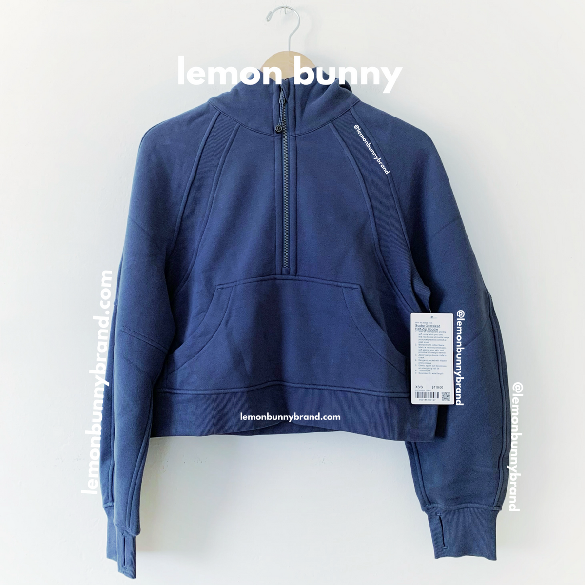 lululemon Scuba Oversized Half-Zip Hoodie in Iron Blue, Size XS/S