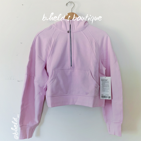 lululemon Scuba Oversized Half-Zip Hoodie in Meadowsweet Pink, Size XS/S