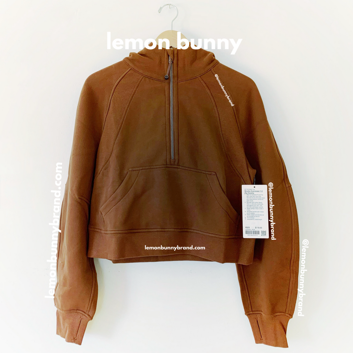 lululemon Scuba Oversized Half-Zip Hoodie in Roasted Brown, Size XS/S