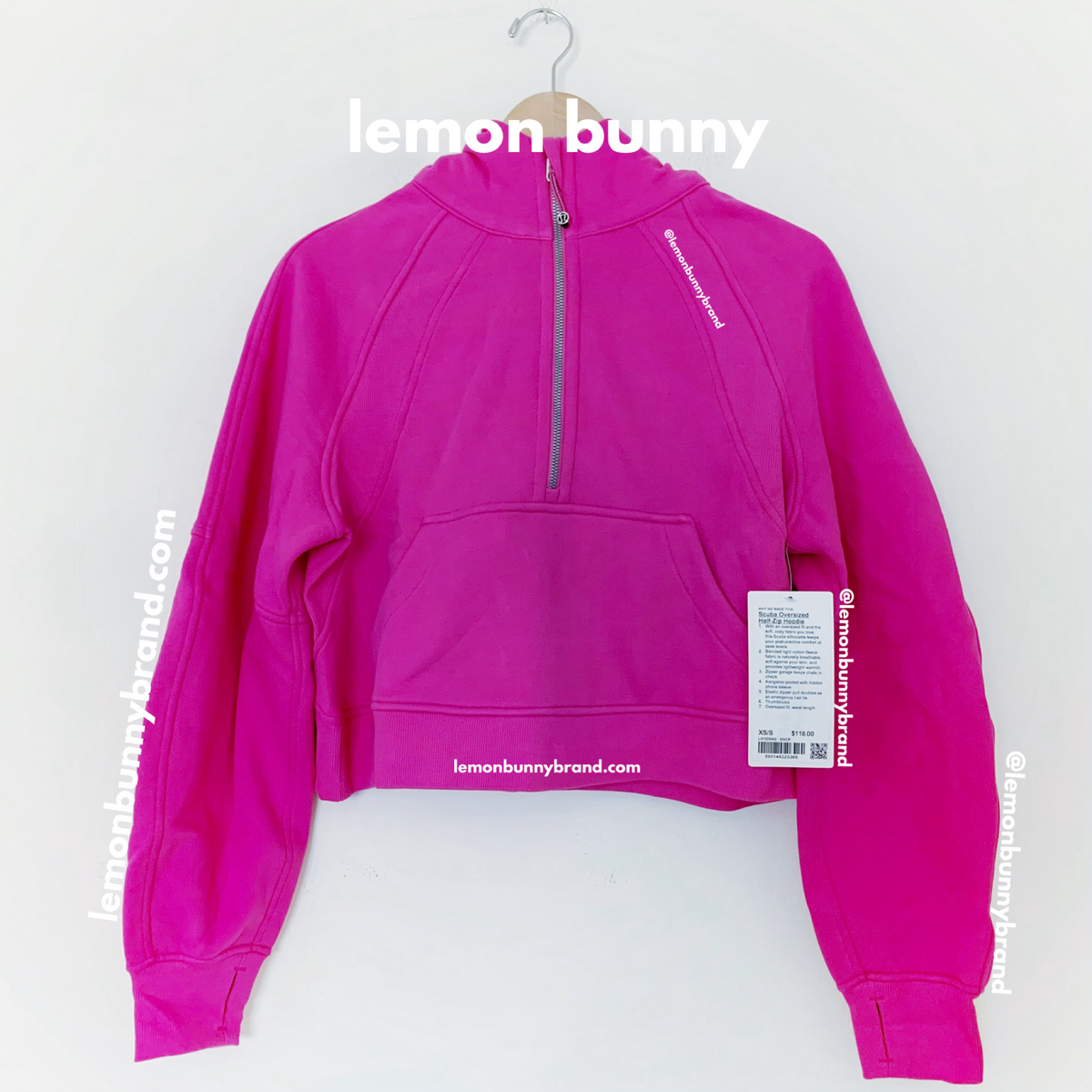 *lemon bunny Curated Bundle: 1 lululemon Scuba Oversized Half-Zip Hoodie & 1 Everywhere Belt Bag in Sonic Pink, Size XS/S