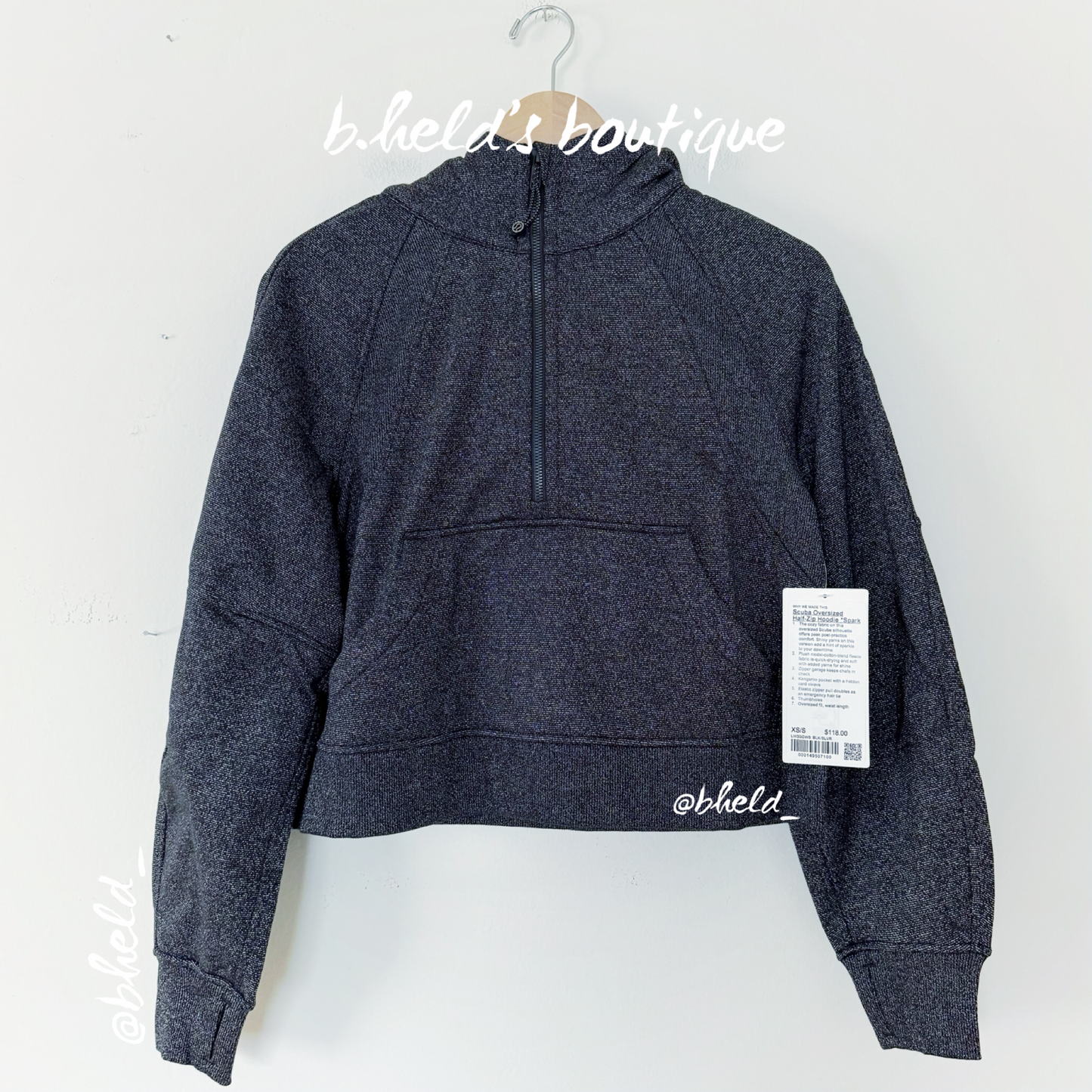 lululemon Scuba Oversized Half-Zip Hoodie *Spark in Black/Silver, Size XS/S