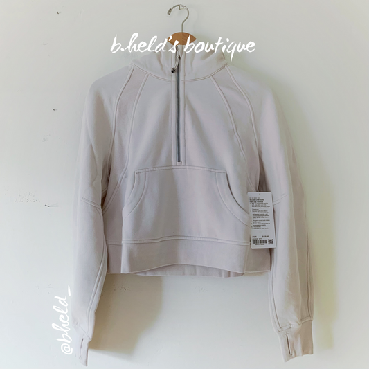 lululemon Scuba Oversized Half-Zip Hoodie in White Opal, Size XS/S