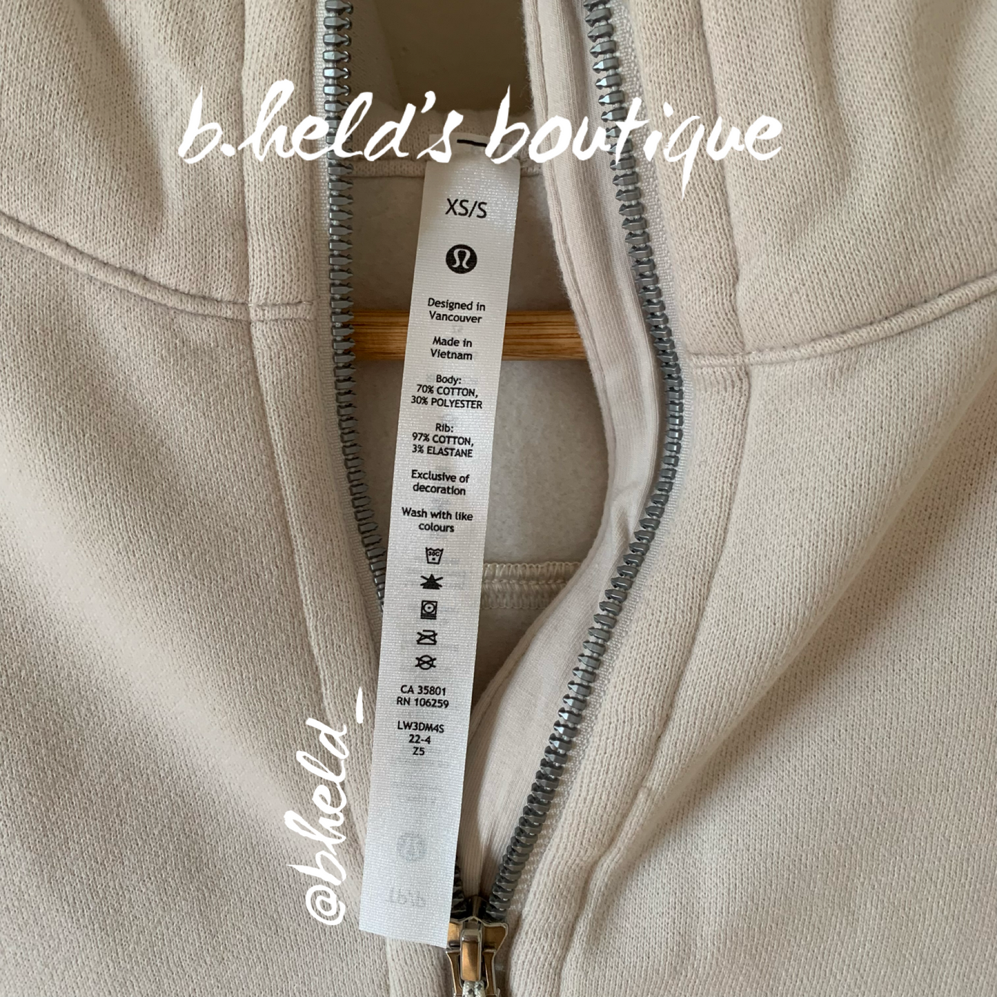 lululemon Scuba Oversized Half-Zip Hoodie in White Opal, Size XS/S