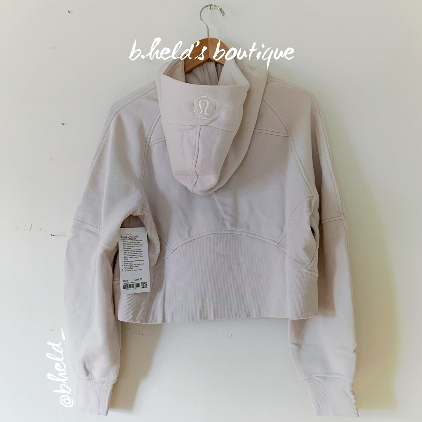 lululemon Scuba Oversized Half-Zip Hoodie in White Opal, Size XS/S