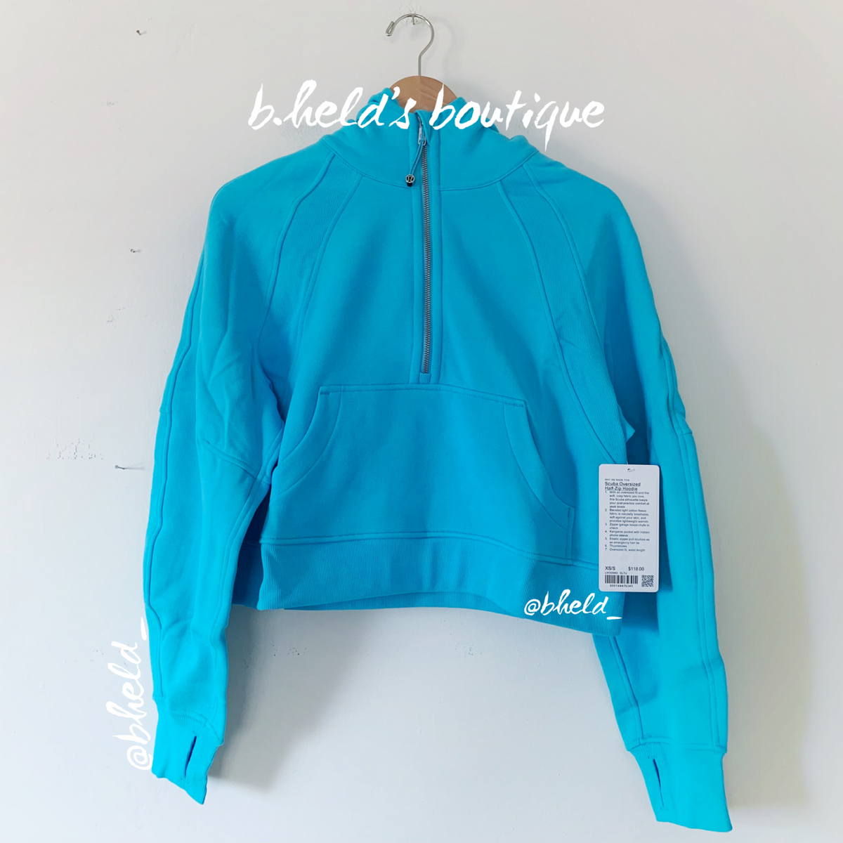 lululemon Scuba Oversized Half-Zip Hoodie in Electric Turquoise 