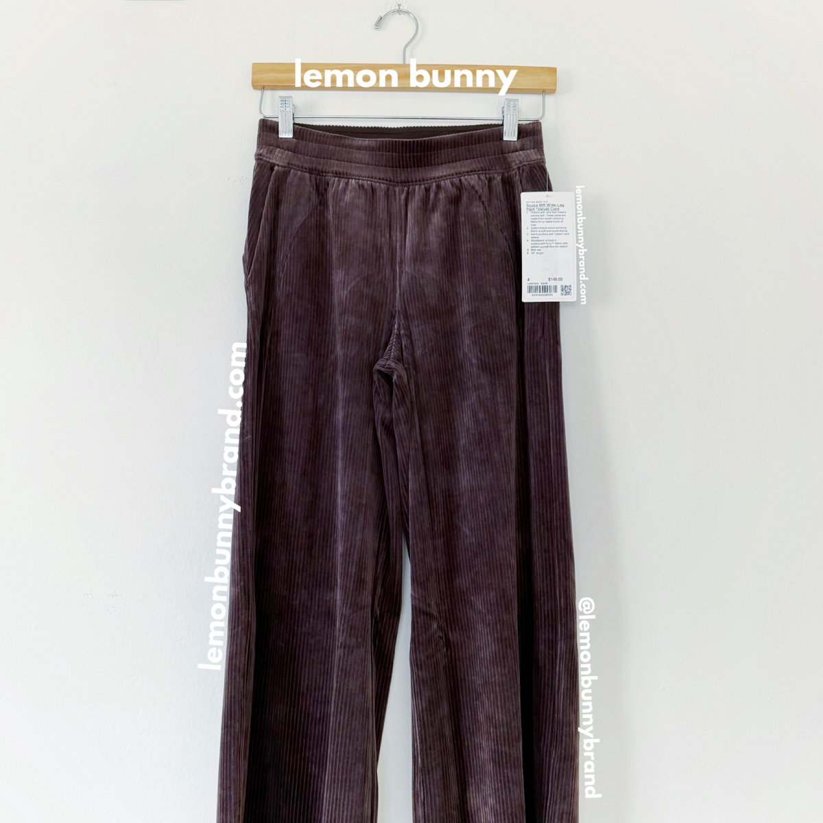 lululemon Scuba Mid-Rise Wide-Leg Pant *Velvet Cord in Espresso, Size 4