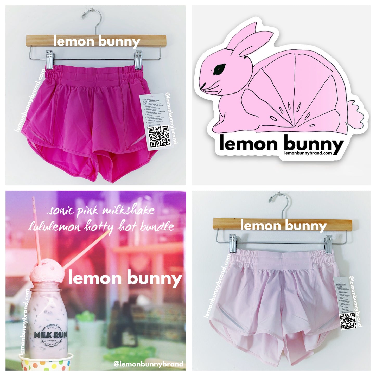*lemon bunny Curated Bundle: 2 lululemon Hotty Hot Shorts in Sonic Pink Milkshake, Size 2