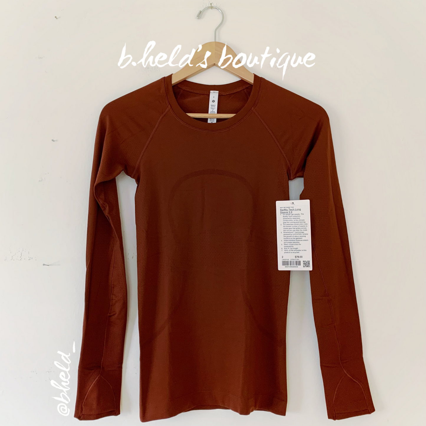 lululemon Swiftly Tech Long Sleeve Shirt 2.0 in Date Brown/Date Brown, Size 2