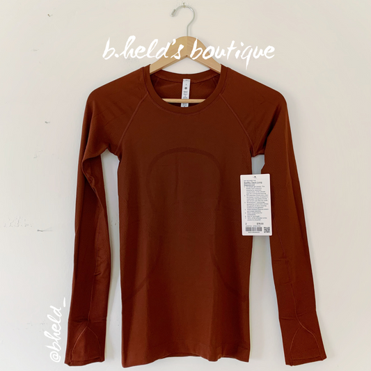 lululemon Swiftly Tech Long Sleeve Shirt 2.0 in Date Brown/Date Brown, Size 2
