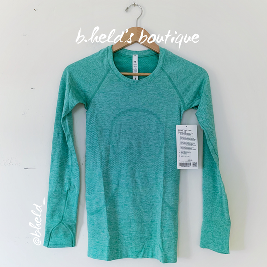 lululemon Swiftly Tech Long Sleeve Shirt 2.0 in Maldives Green/Mint Moment, Size 2
