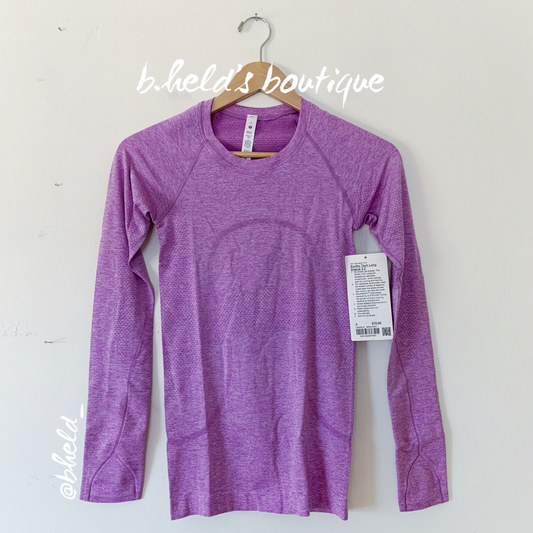 lululemon Swiftly Tech Long Sleeve Shirt 2.0 in Moonlit Magenta/White, Size 2