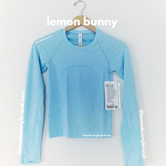 lululemon Swiftly Tech Long Sleeve Shirt 2.0 *Race Length in Blue Chill/White, Size 2