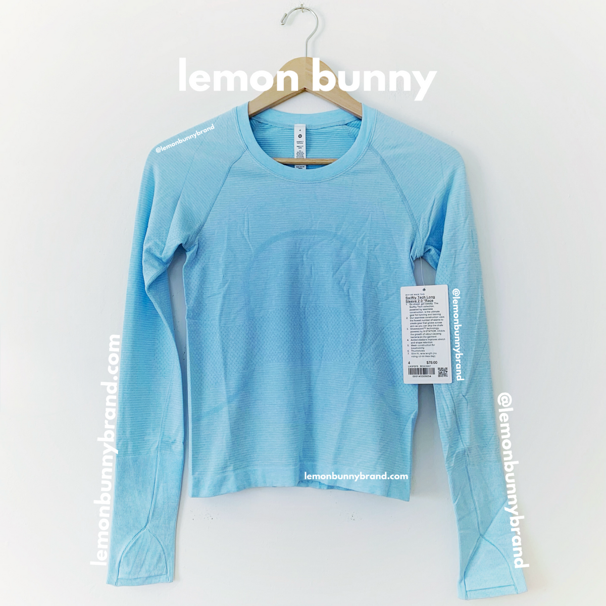 lululemon Swiftly Tech Long Sleeve Shirt 2.0 *Race Length in Blue Chill/White, Size 4