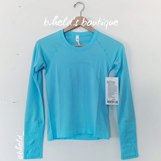 lululemon Swiftly Tech Long Sleeve Shirt 2.0 *Race Length in Cyan Blue/Cyan Blue, Size 4