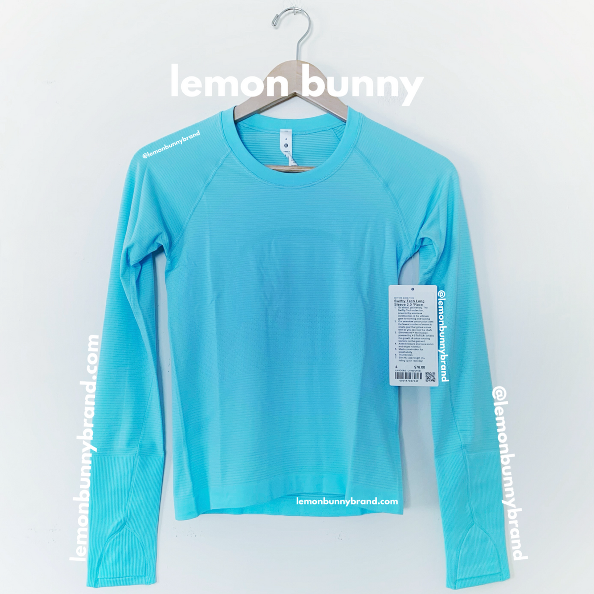 lululemon Swiftly Tech Long Sleeve Shirt 2.0 *Race Length in Cyan Blue/Cyan Blue, Size 4