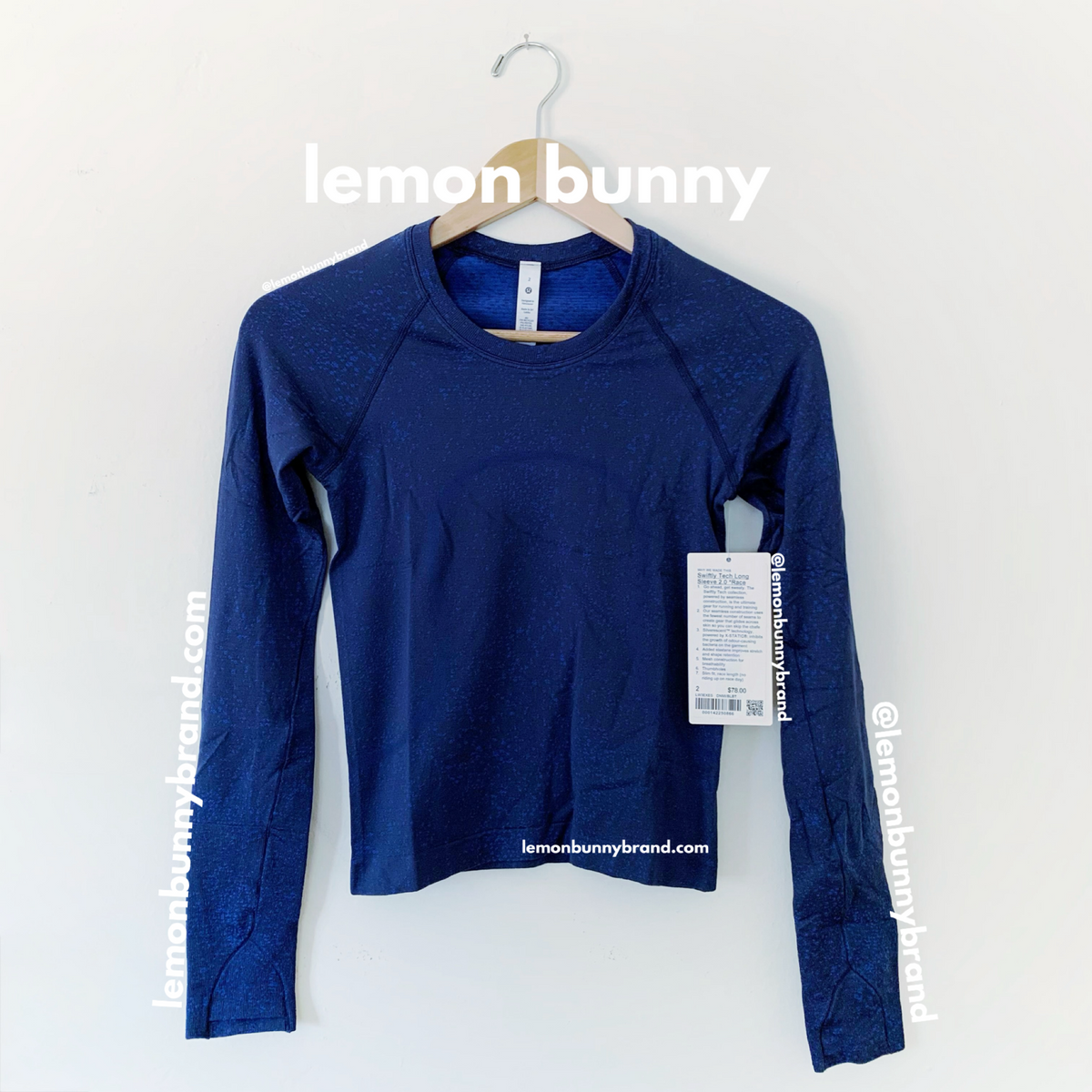 lululemon Swiftly Tech Long Sleeve Shirt 2.0 *Race Length in Distorted Noise Mineral Blue/Blazer Blue Tone, Size 2