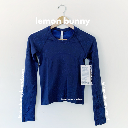 lululemon Swiftly Tech Long Sleeve Shirt 2.0 *Race Length in Distorted Noise Mineral Blue/Blazer Blue Tone, Size 2
