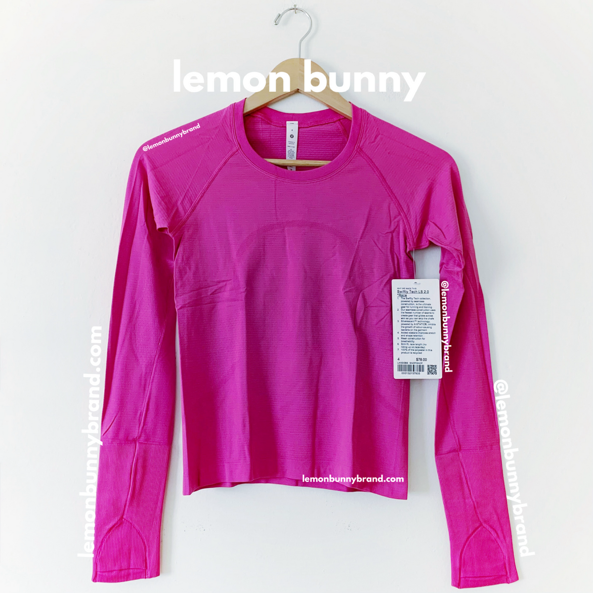 lululemon Swiftly Tech Long Sleeve Shirt 2.0 *Race Length in Sonic Pink/Sonic Pink, Size 4