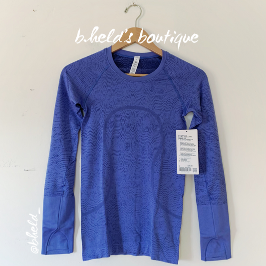 lululemon Swiftly Tech Long Sleeve Shirt 2.0 in Ripple Wave Wild Indigo/True Navy, Size 2
