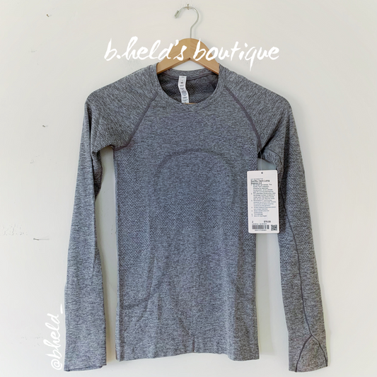 lululemon Swiftly Tech Long Sleeve Shirt 2.0 in Slate/White, Size 2