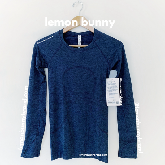 lululemon Swiftly Tech Long Sleeve Shirt 2.0 in True Navy/Iron Blue, Size 2