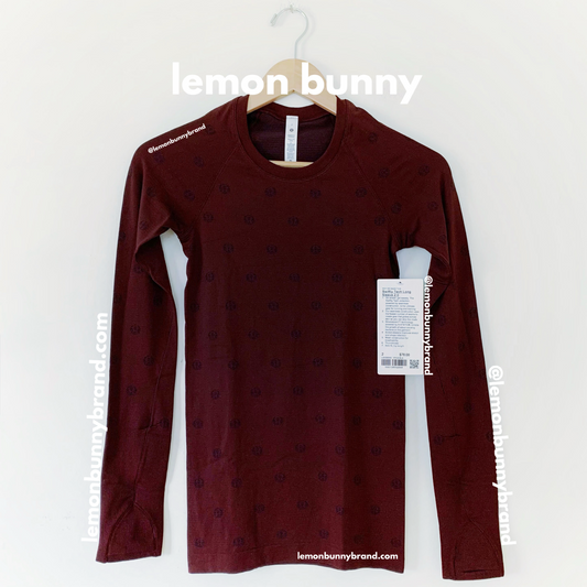 lululemon Swiftly Tech Long Sleeve Shirt 2.0 in Yogo Pop Cassis/Black, Size 2