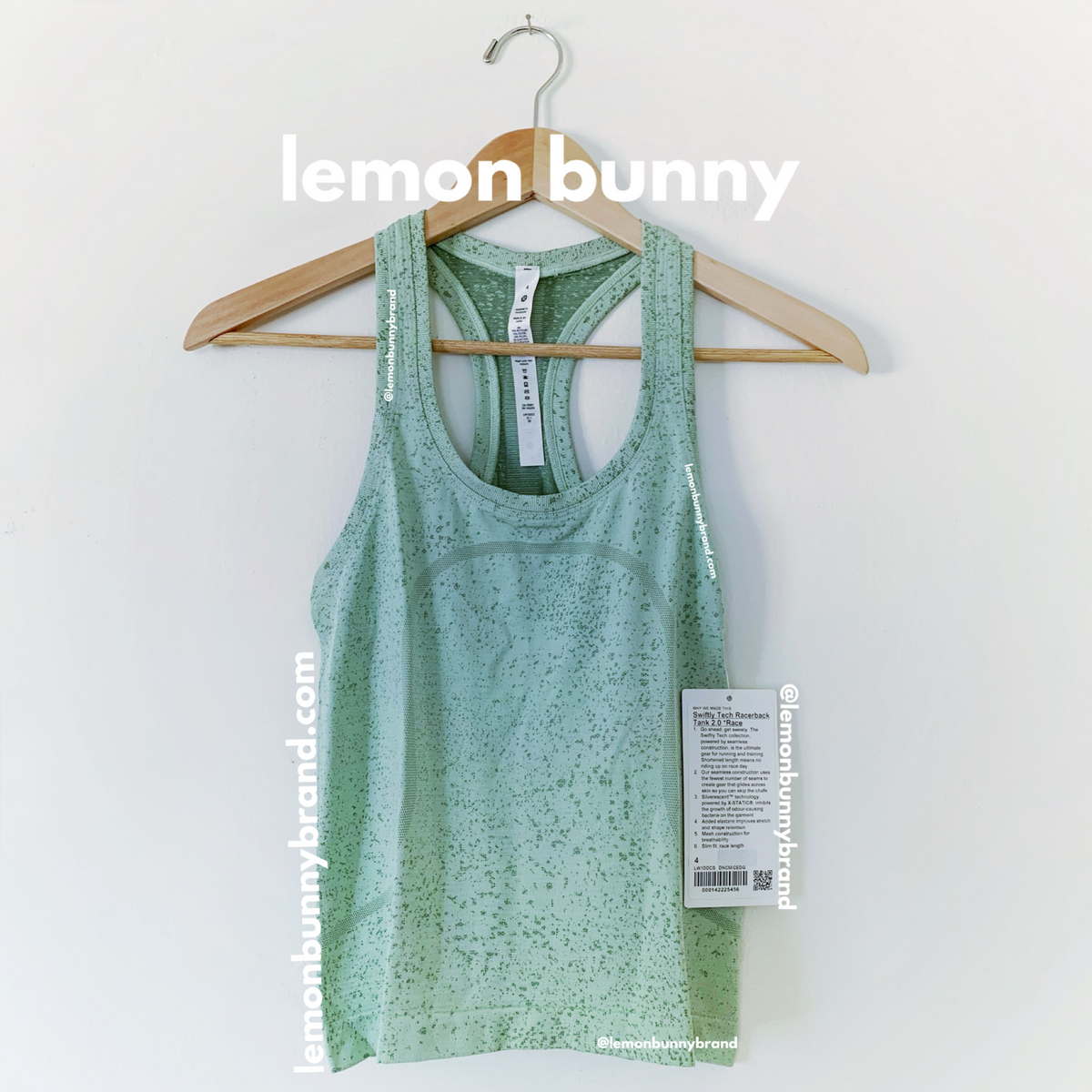 lululemon Swiftly Tech Racerback Tank Top 2.0 *Race Length in Distorted Noise Creamy Mint/Cedar Green, Size 4