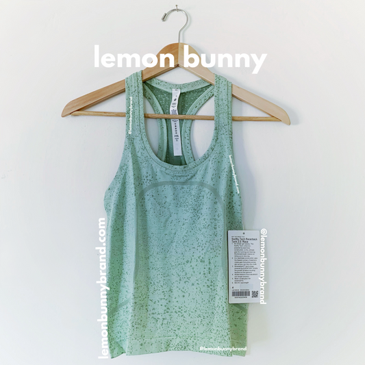 lululemon Swiftly Tech Racerback Tank Top 2.0 *Race Length in Distorted Noise Creamy Mint/Cedar Green, Size 4