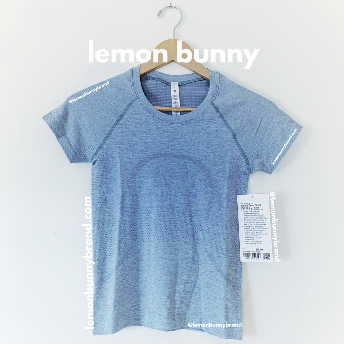 lululemon Swiftly Tech Short Sleeve Shirt 2.0 *Race Length in Chambray/Powder Blue, Size 2