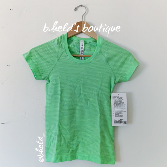 lululemon Swiftly Tech Short Sleeve Shirt 2.0 *Race Length in Chroma Check Scream Green Light/Scream Green Light Multi, Size 2