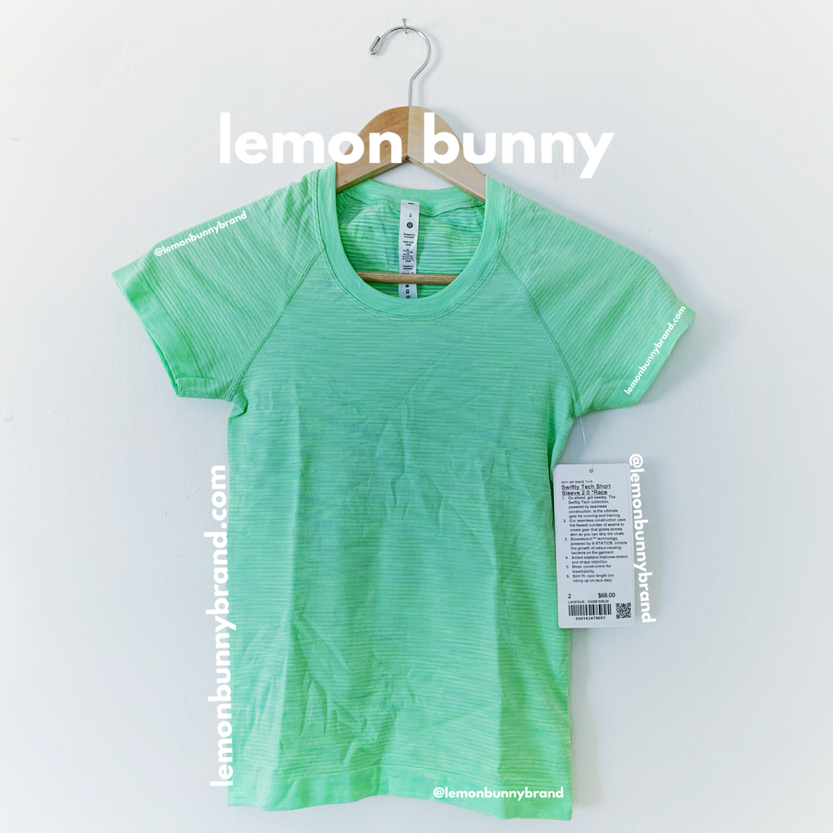 lululemon Swiftly Tech Short Sleeve Shirt 2.0 *Race Length in Chroma Check Scream Green Light/Scream Green Light Multi, Size 2