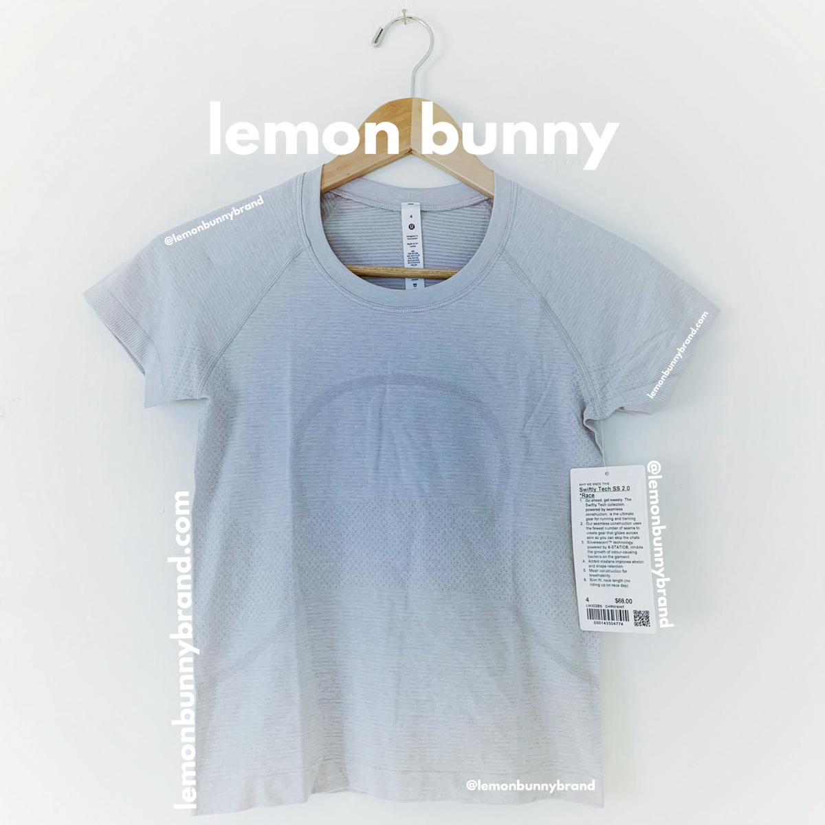 lululemon Swiftly Tech Short Sleeve Shirt 2.0 *Race Length in Chrome/White, Size 4