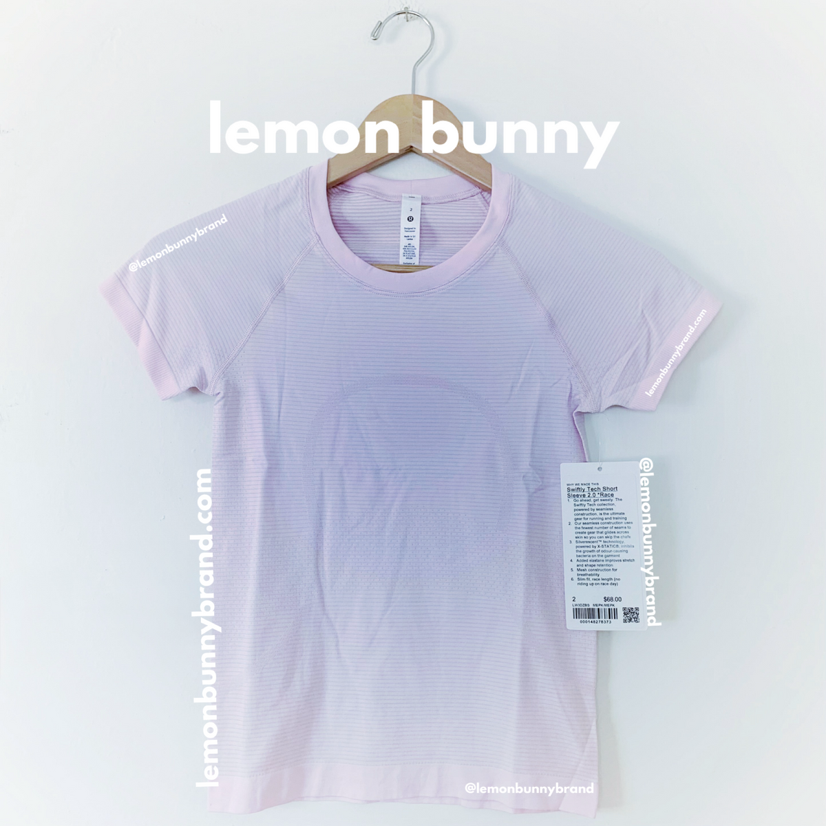 lululemon Swiftly Tech Short Sleeve Shirt 2.0 *Race Length in Meadowsweet Pink/Meadowsweet Pink, Size 2