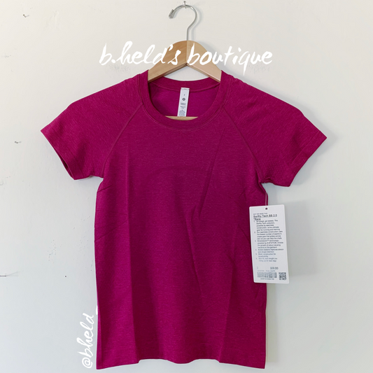 lululemon Swiftly Tech Short Sleeve Shirt 2.0 *Race Length in Purple Highlight/Magenta Purple, Size 2