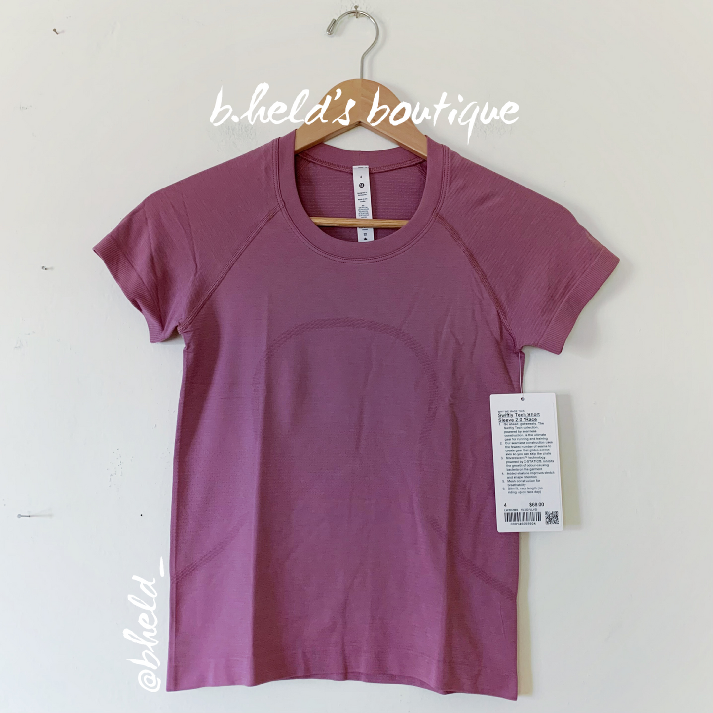 lululemon Swiftly Tech Short Sleeve Shirt 2.0 *Race Length in Velvet Dust/Velvet Dust, Size 4