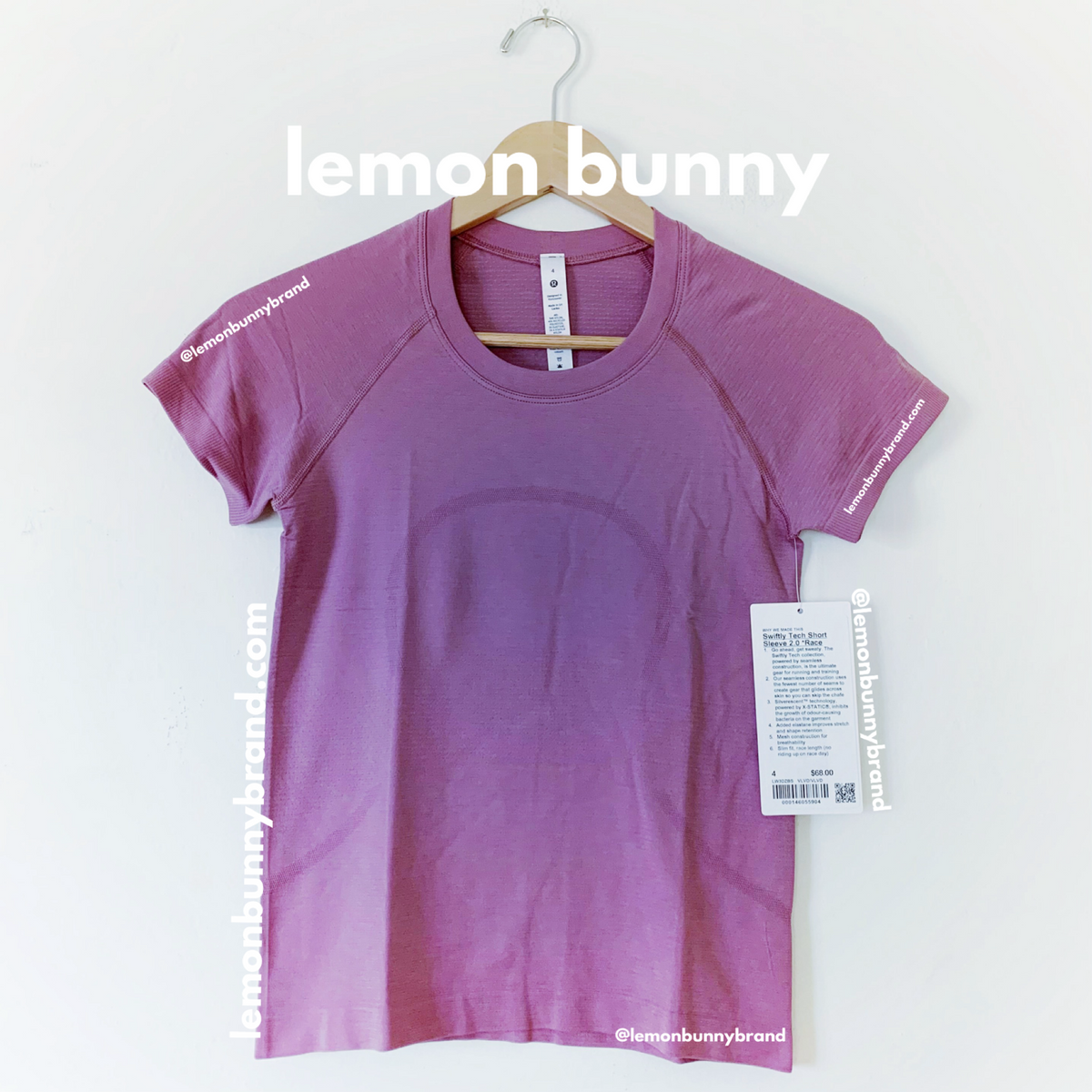 lululemon Swiftly Tech Short Sleeve Shirt 2.0 *Race Length in Velvet Dust/Velvet Dust, Size 4