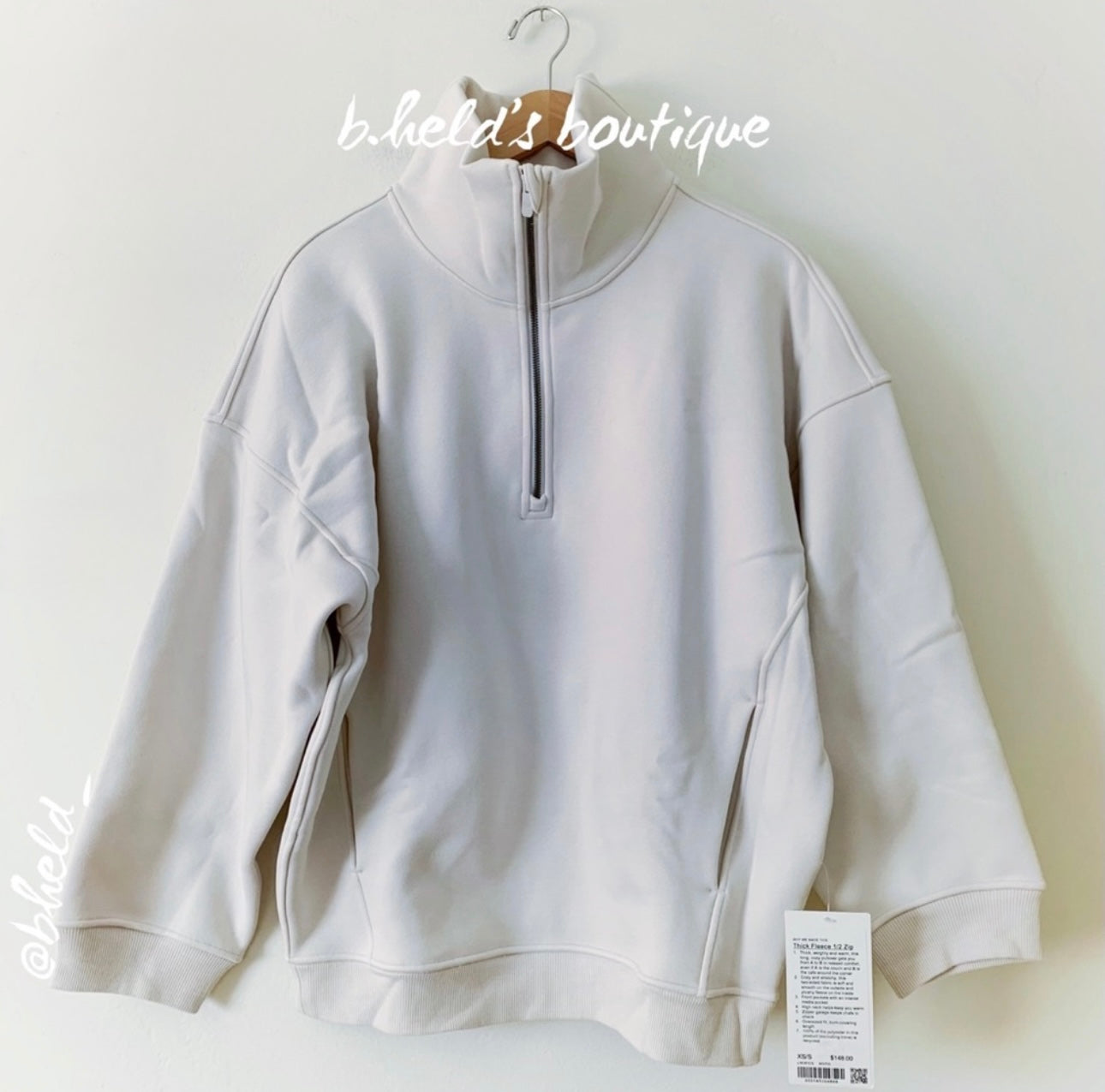 lululemon Thick Fleece Half-Zip in White Opal, Size XS/S