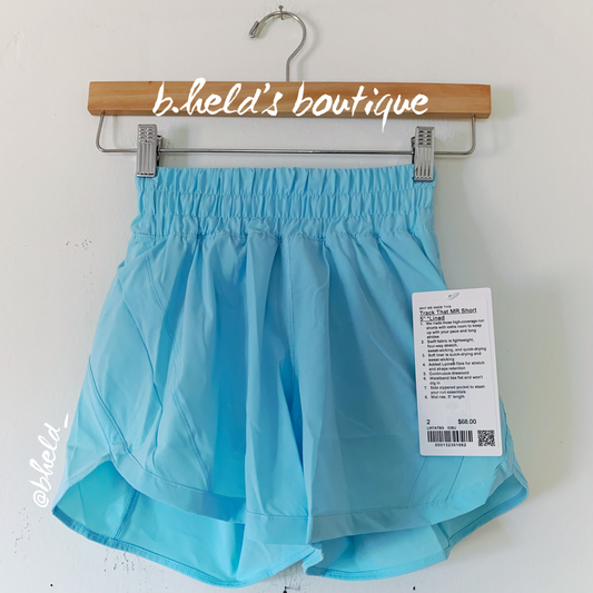 lululemon Track That Mid-Rise Lined Short 5" in Icing Blue, Size 2