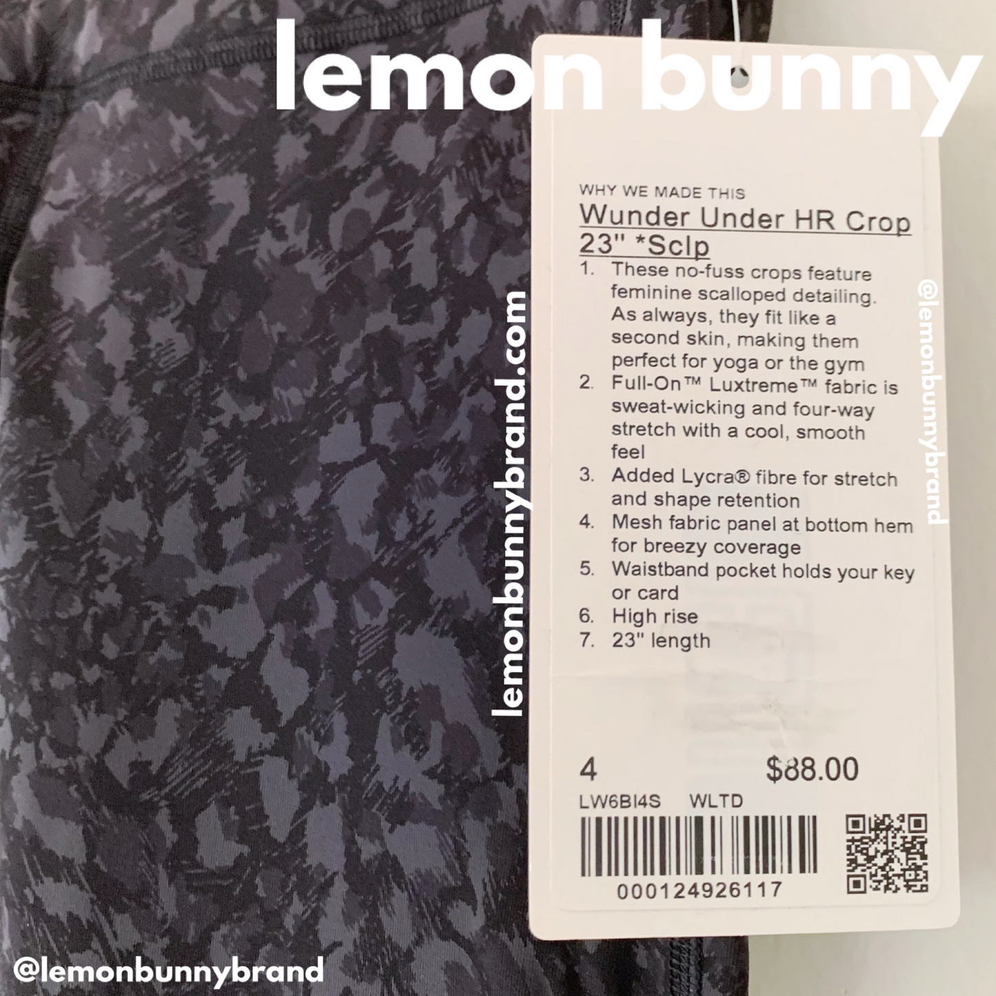 lululemon Wunder Under Crop High-Rise *Roll Down Scallop 23" in Wild Thing Camo Deep Coal Multi, Size 4