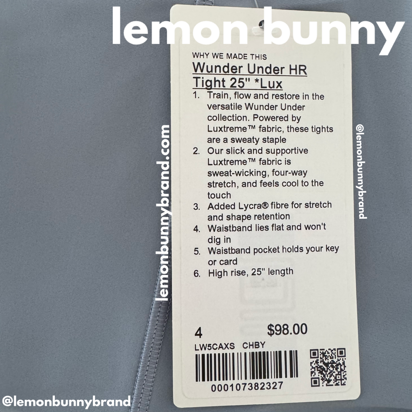 lululemon Wunder Under High-Rise Tight 25" *Luxtreme in Chambray, Size 4 (Single-Lined)