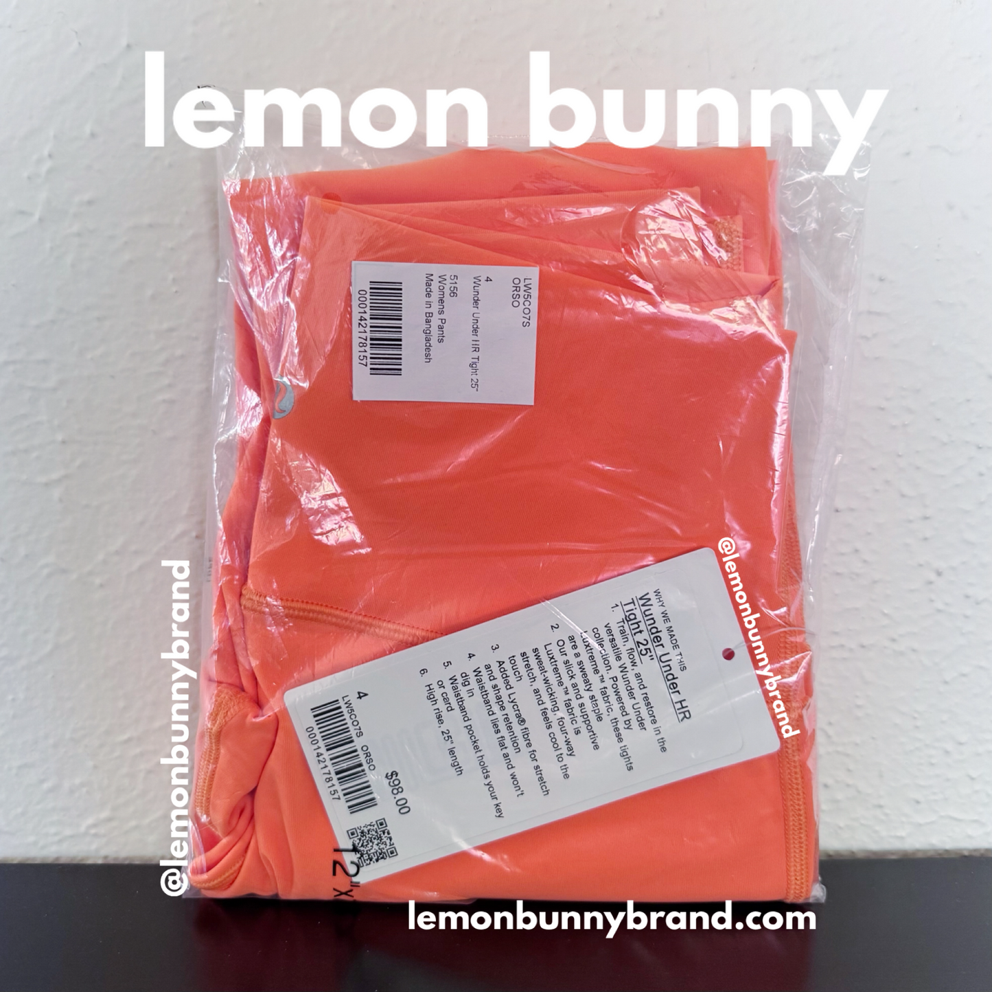 lululemon Wunder Under High-Rise Tight 25" *Luxtreme in Orange Soda, Size 4 (Double-Lined)