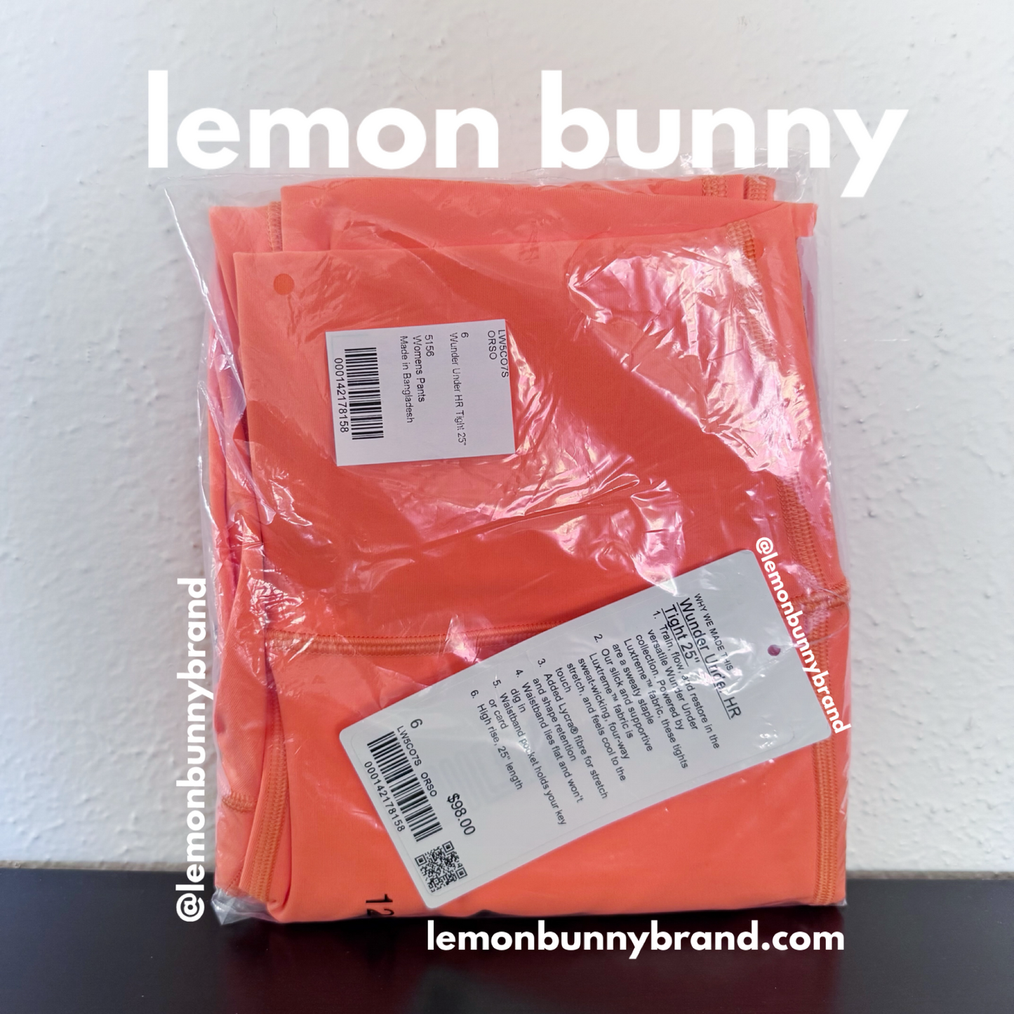 lululemon Wunder Under High-Rise Tight 25" *Luxtreme in Orange Soda, Size 6 (Double-Lined)