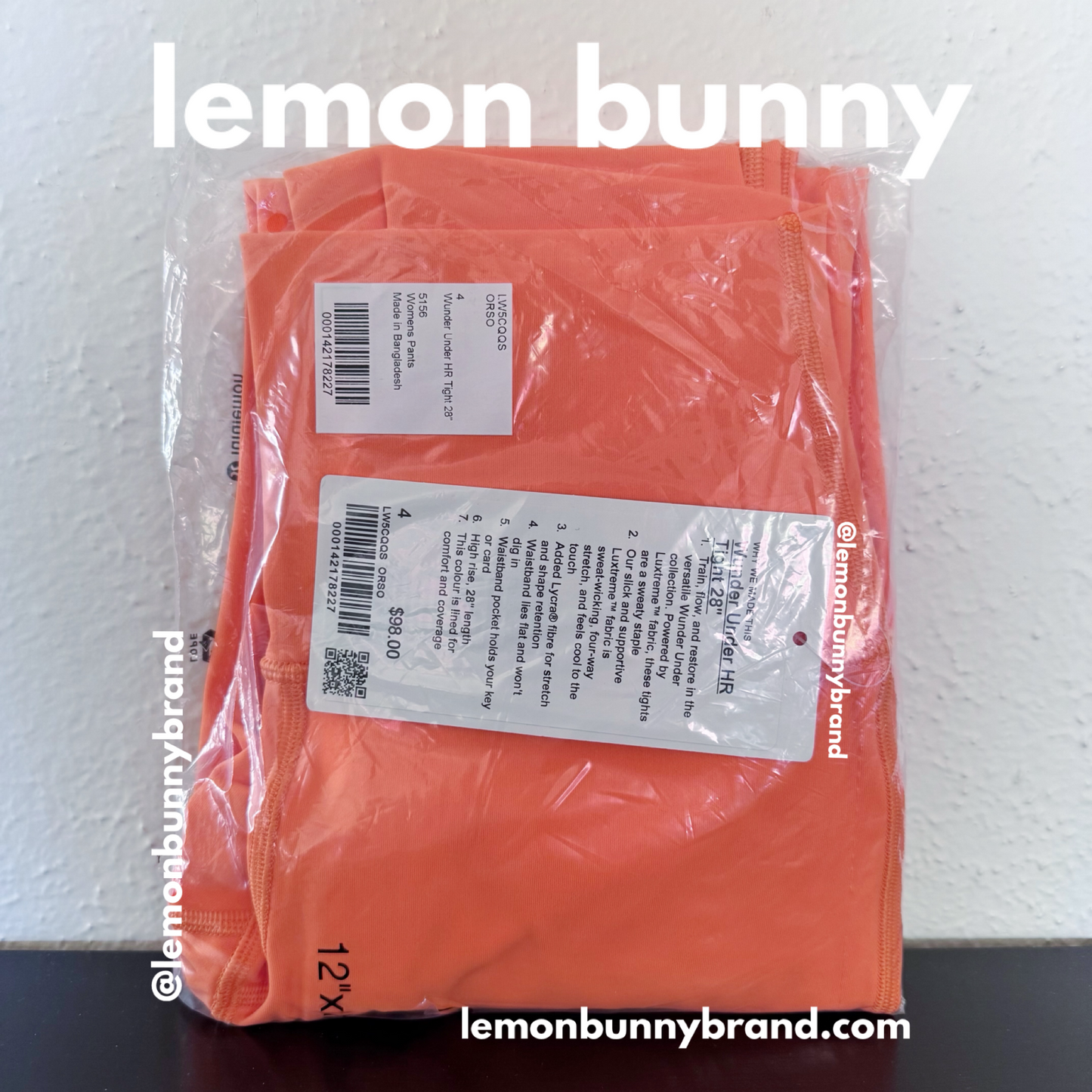 lululemon Wunder Under High-Rise Tight 28" *Luxtreme in Orange Soda, Size 4 (Double-Lined)