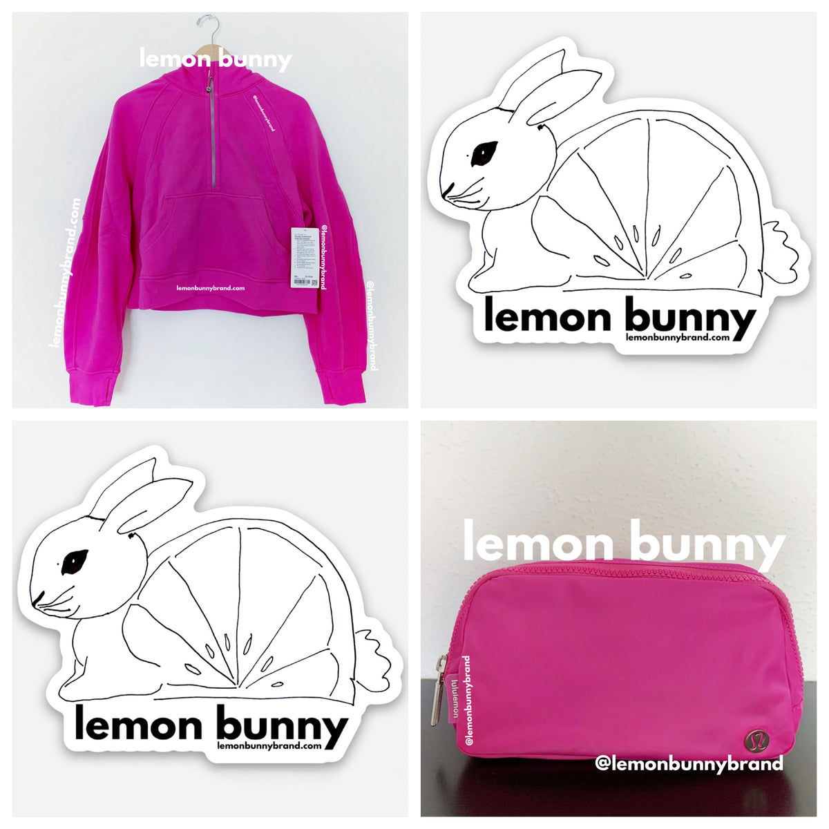 *lemon bunny Curated Bundle: 1 lululemon Scuba Oversized Half-Zip Hoodie & 1 Everywhere Belt Bag in Sonic Pink, Size M/L